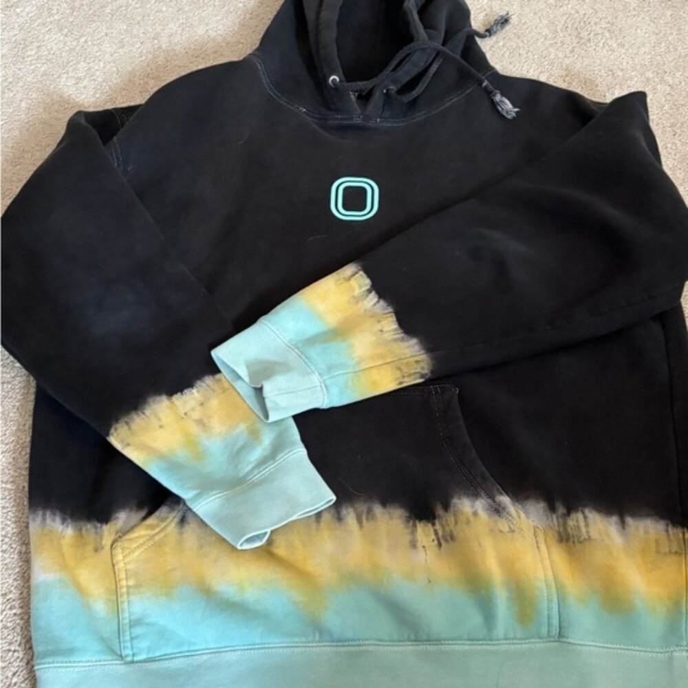 Overtime Basketball Black Teal Tie-Dye Men's Large Hoodie